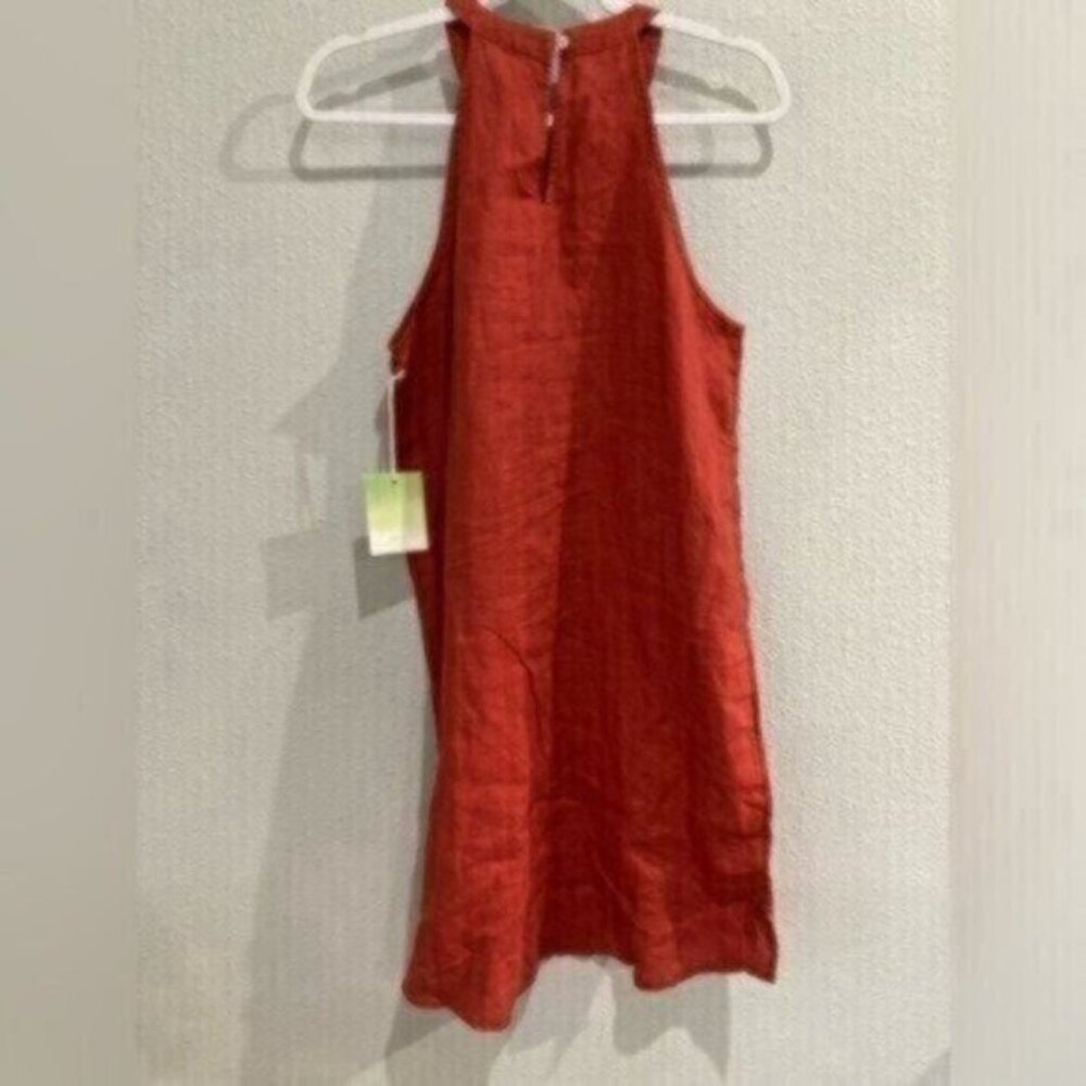 Sigrid Olsen Linen Neutral Strap Dress Mini Boho Mod Casual - Picture 6 of 6